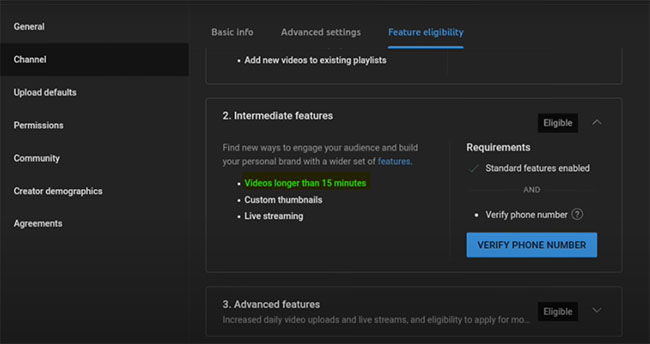 Phone Number Verification for YouTube Advanced Features
